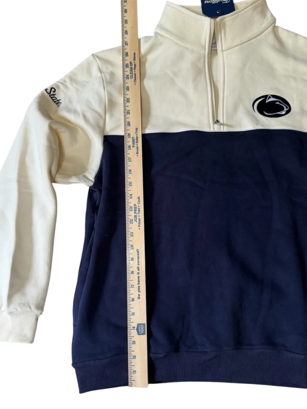Penn State Nittany Lions Traditions Quarter Zip Pullover XL NWT Cream Navy